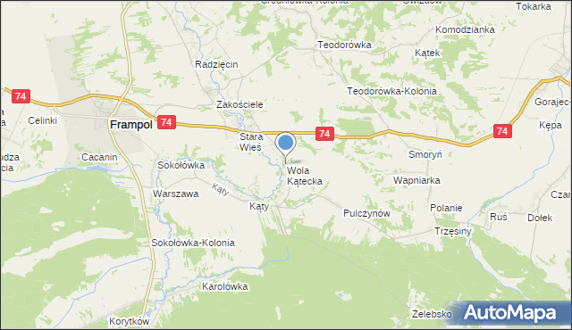 mapa Wola Kątecka, Wola Kątecka na mapie Targeo